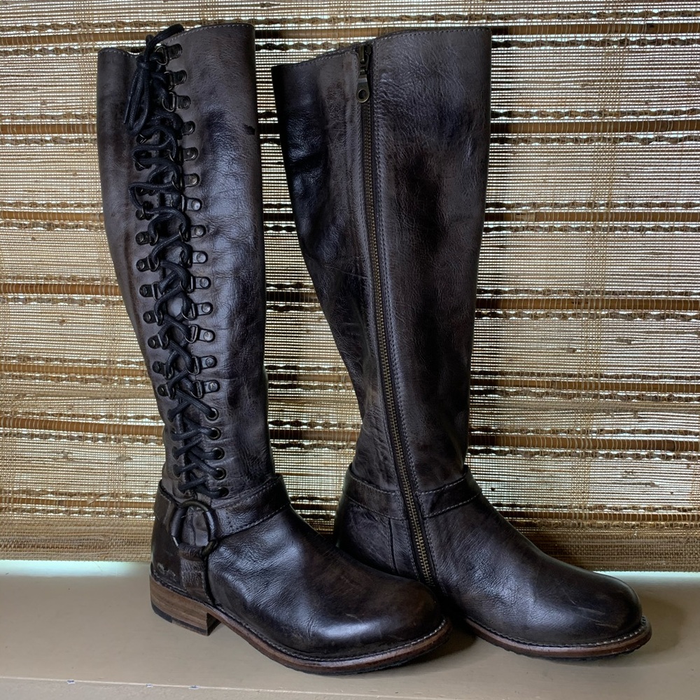 Bed Stu Cobbler Brown Veg-tan Leather Lace up Boots